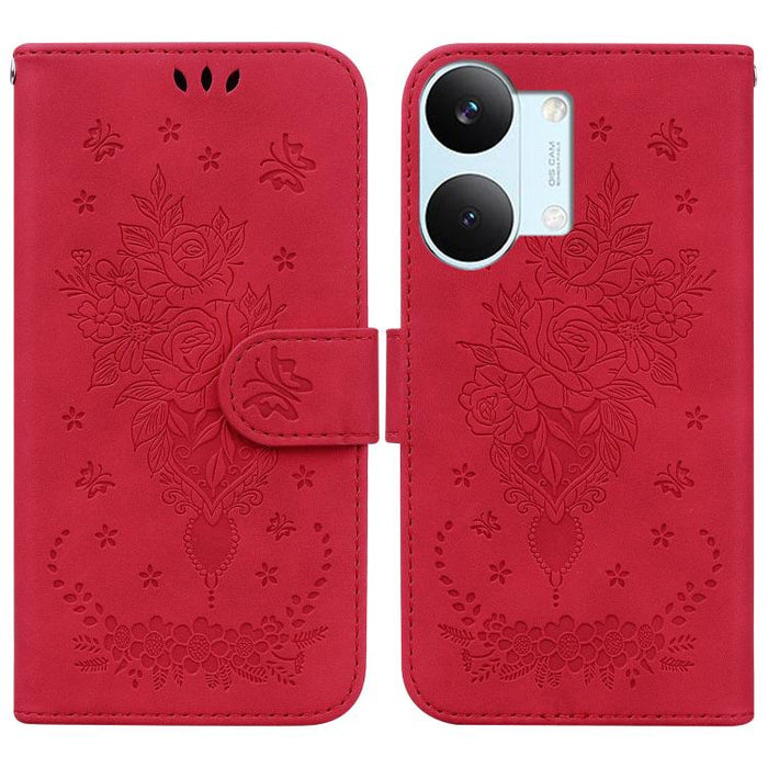 Funda para teléfono de cuero con relieve de mariposa y rosa, For Redmi A7 Pro 4G / 5G 171mm / Poco C85x 5G, For Redmi Turbo 5 Max 5G / Poco X8 Pro Max 5G, For Redmi Turbo 5 5G / Poco X8 Pro 5G, For Redmi Note 15 Pro+ 5G 163.3mm / Poco M8 Pro 5G        ...