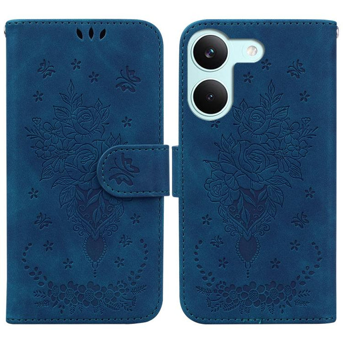 Funda para teléfono de cuero con relieve de mariposa y rosa, For Redmi A7 Pro 4G / 5G 171mm / Poco C85x 5G, For Redmi Turbo 5 Max 5G / Poco X8 Pro Max 5G, For Redmi Turbo 5 5G / Poco X8 Pro 5G, For Redmi Note 15 Pro+ 5G 163.3mm / Poco M8 Pro 5G        ...