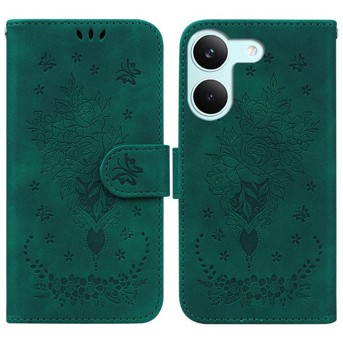 Funda para teléfono de cuero con relieve de mariposa y rosa, For Redmi A7 Pro 4G / 5G 171mm / Poco C85x 5G, For Redmi Turbo 5 Max 5G / Poco X8 Pro Max 5G, For Redmi Turbo 5 5G / Poco X8 Pro 5G, For Redmi Note 15 Pro+ 5G 163.3mm / Poco M8 Pro 5G        ...