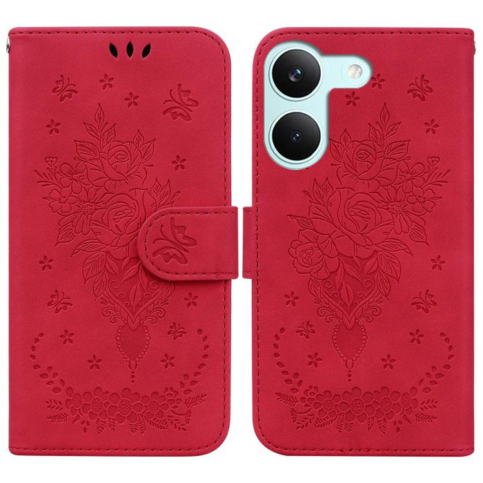 Funda para teléfono de cuero con relieve de mariposa y rosa, For Redmi A7 Pro 4G / 5G 171mm / Poco C85x 5G, For Redmi Turbo 5 Max 5G / Poco X8 Pro Max 5G, For Redmi Turbo 5 5G / Poco X8 Pro 5G, For Redmi Note 15 Pro+ 5G 163.3mm / Poco M8 Pro 5G        ...