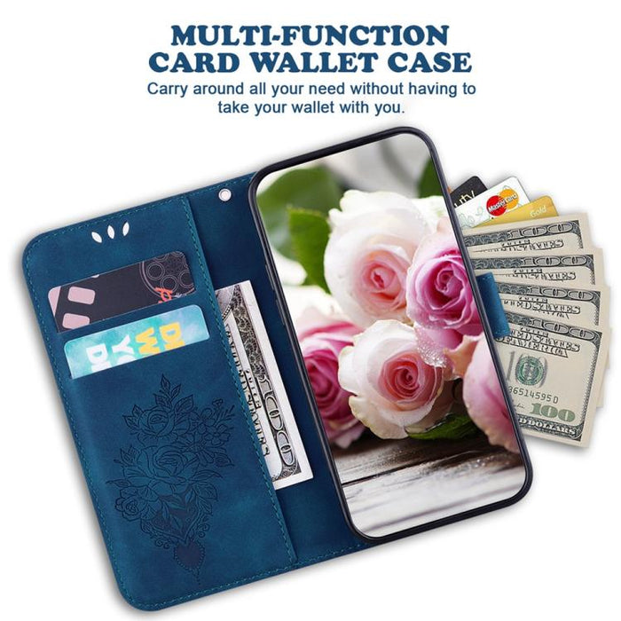 Funda para teléfono de cuero con relieve de mariposa y rosa, For Redmi A7 Pro 4G / 5G 171mm / Poco C85x 5G, For Redmi Turbo 5 Max 5G / Poco X8 Pro Max 5G, For Redmi Turbo 5 5G / Poco X8 Pro 5G, For Redmi Note 15 Pro+ 5G 163.3mm / Poco M8 Pro 5G        ...