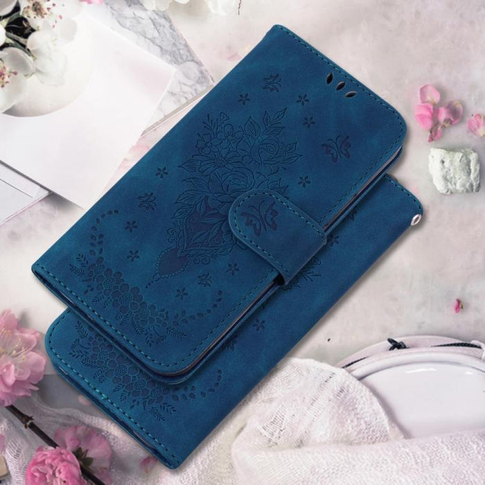 Funda para teléfono de cuero con relieve de mariposa y rosa, For Redmi A7 Pro 4G / 5G 171mm / Poco C85x 5G, For Redmi Turbo 5 Max 5G / Poco X8 Pro Max 5G, For Redmi Turbo 5 5G / Poco X8 Pro 5G, For Redmi Note 15 Pro+ 5G 163.3mm / Poco M8 Pro 5G        ...