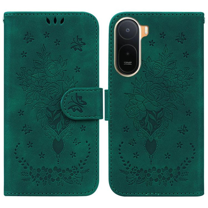 Funda para teléfono de cuero con relieve de mariposa y rosa, For Redmi A7 Pro 4G / 5G 171mm / Poco C85x 5G, For Redmi Turbo 5 Max 5G / Poco X8 Pro Max 5G, For Redmi Turbo 5 5G / Poco X8 Pro 5G, For Redmi Note 15 Pro+ 5G 163.3mm / Poco M8 Pro 5G        ...