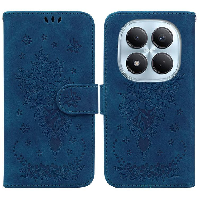 Funda para teléfono de cuero con relieve de mariposa y rosa, For Redmi A7 Pro 4G / 5G 171mm / Poco C85x 5G, For Redmi Turbo 5 Max 5G / Poco X8 Pro Max 5G, For Redmi Turbo 5 5G / Poco X8 Pro 5G, For Redmi Note 15 Pro+ 5G 163.3mm / Poco M8 Pro 5G        ...