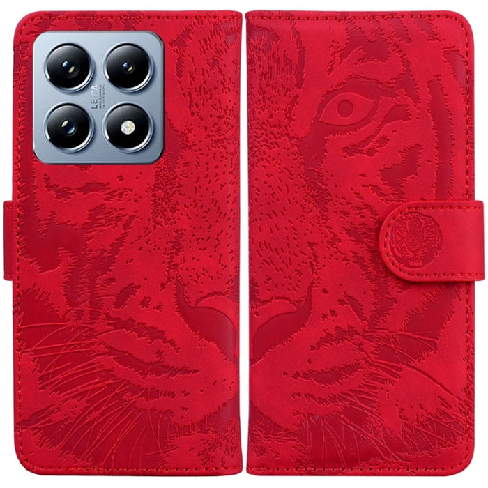Caja del teléfono del cuero del tirón del patrón de relieve del tigre, For Xiaomi 17 Ultra, For Xiaomi 15T 5G, For Xiaomi 15 Ultra, For Xiaomi 15 Pro, For Xiaomi 15, For Xiaomi 14T Pro, For Xiaomi 14T, For Xiaomi Poco M6 4G                             ...