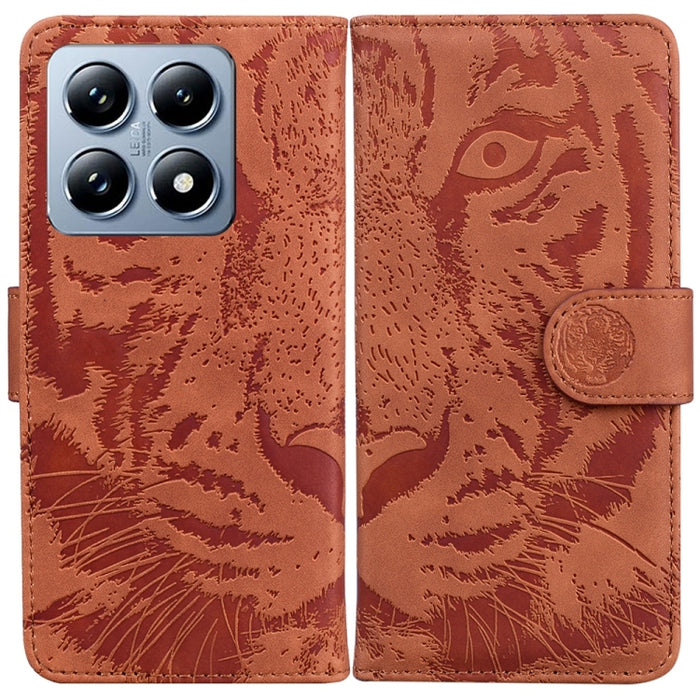 Caja del teléfono del cuero del tirón del patrón de relieve del tigre, For Xiaomi 17 Ultra, For Xiaomi 15T 5G, For Xiaomi 15 Ultra, For Xiaomi 15 Pro, For Xiaomi 15, For Xiaomi 14T Pro, For Xiaomi 14T, For Xiaomi Poco M6 4G                             ...