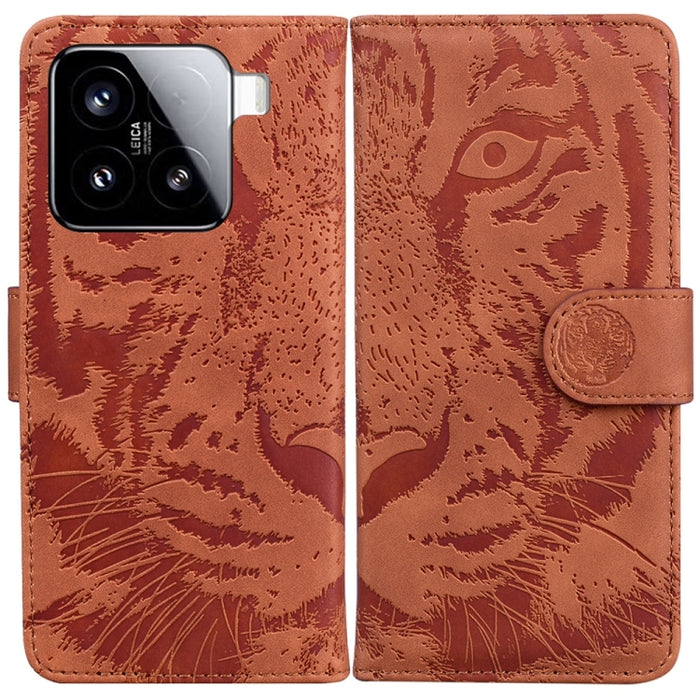 Caja del teléfono del cuero del tirón del patrón de relieve del tigre, For Xiaomi 17 Ultra, For Xiaomi 15T 5G, For Xiaomi 15 Ultra, For Xiaomi 15 Pro, For Xiaomi 15, For Xiaomi 14T Pro, For Xiaomi 14T, For Xiaomi Poco M6 4G                             ...
