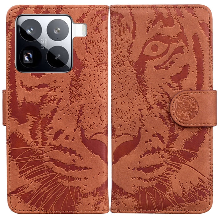 Caja del teléfono del cuero del tirón del patrón de relieve del tigre, For Xiaomi 17 Ultra, For Xiaomi 15T 5G, For Xiaomi 15 Ultra, For Xiaomi 15 Pro, For Xiaomi 15, For Xiaomi 14T Pro, For Xiaomi 14T, For Xiaomi Poco M6 4G                             ...