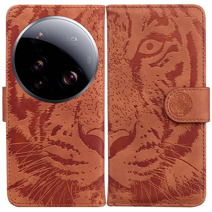 Caja del teléfono del cuero del tirón del patrón de relieve del tigre, For Xiaomi 17 Ultra, For Xiaomi 15T 5G, For Xiaomi 15 Ultra, For Xiaomi 15 Pro, For Xiaomi 15, For Xiaomi 14T Pro, For Xiaomi 14T, For Xiaomi Poco M6 4G                             ...