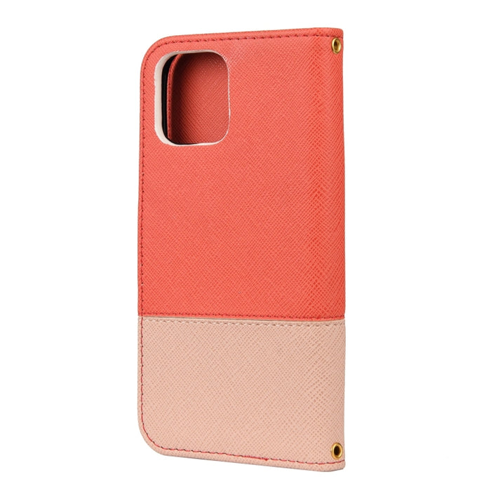 Estuche de cuero con tapa horizontal de color de empalme con soporte y marco de fotos y ranuras para tarjetas y billetera