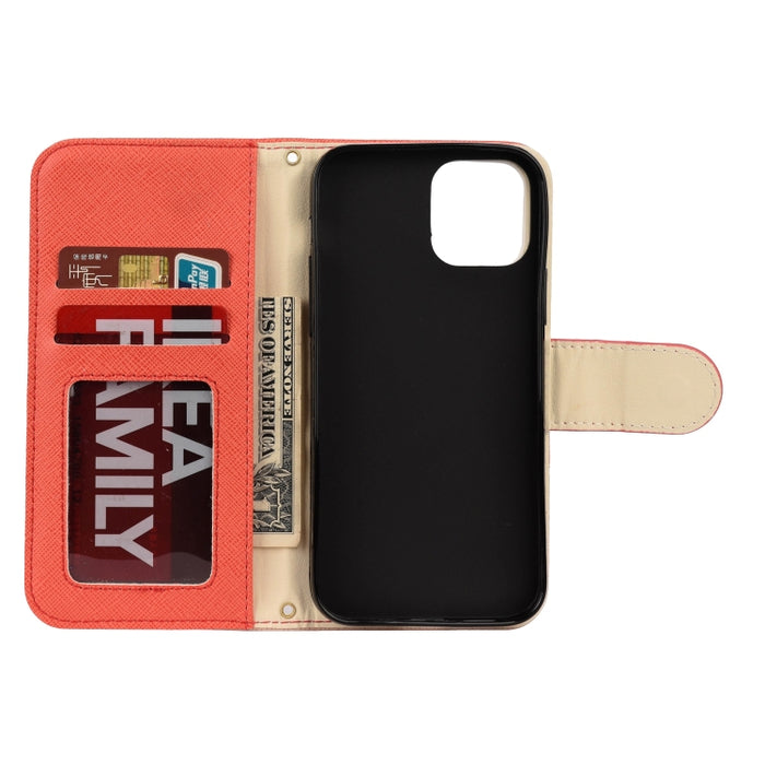 Estuche de cuero con tapa horizontal de color de empalme con soporte y marco de fotos y ranuras para tarjetas y billetera