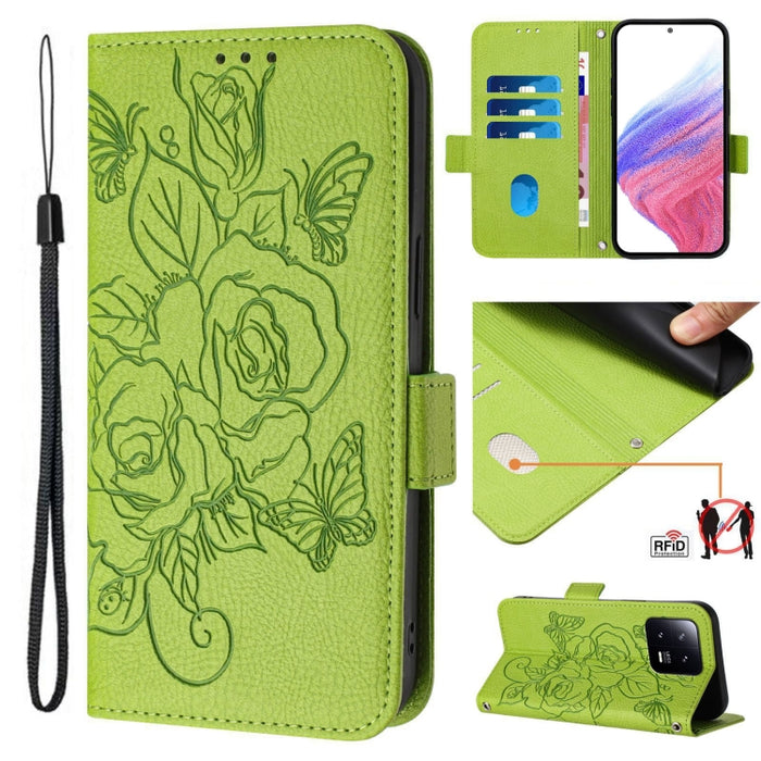 Funda de cuero antirrobo para teléfono con RFID y diseño de rosas en relieve, For Xiaomi Poco F6 5G, For Xiaomi Poco X6 Neo 5G, For Xiaomi 14 Ultra 5G Global, For Xiaomi 14 Pro 5G, For Xiaomi 14 5G, For Xiaomi 13 Ultra, For Xiaomi Civi 3 5G            ...