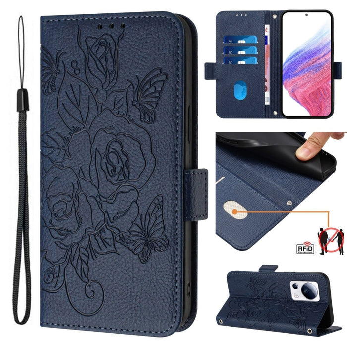 Funda de cuero antirrobo para teléfono con RFID y diseño de rosas en relieve, For Xiaomi Poco F6 5G, For Xiaomi Poco X6 Neo 5G, For Xiaomi 14 Ultra 5G Global, For Xiaomi 14 Pro 5G, For Xiaomi 14 5G, For Xiaomi 13 Ultra, For Xiaomi Civi 3 5G            ...