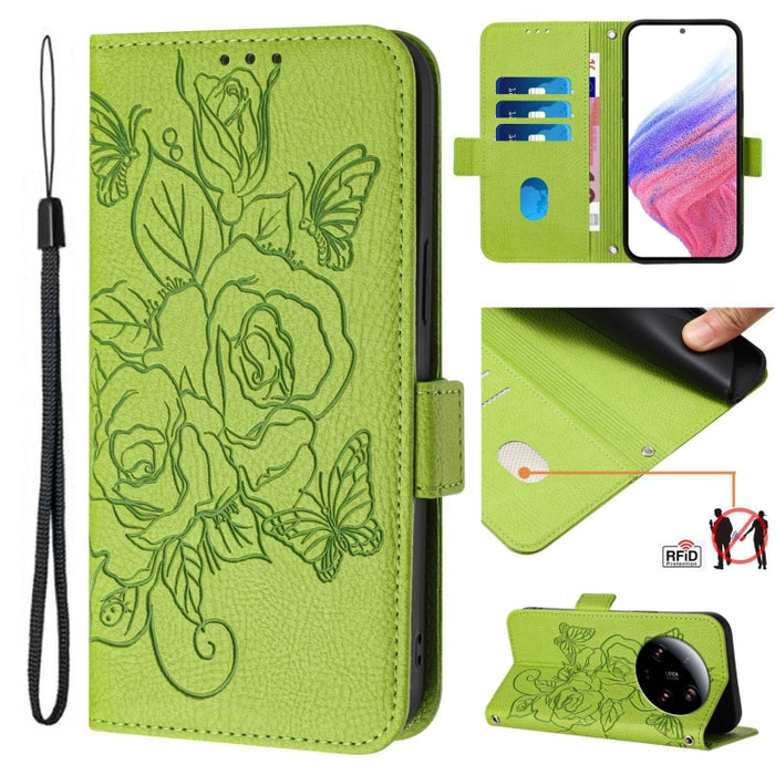 Funda de cuero antirrobo para teléfono con RFID y diseño de rosas en relieve, For Xiaomi Poco F6 5G, For Xiaomi Poco X6 Neo 5G, For Xiaomi 14 Ultra 5G Global, For Xiaomi 14 Pro 5G, For Xiaomi 14 5G, For Xiaomi 13 Ultra, For Xiaomi Civi 3 5G            ...