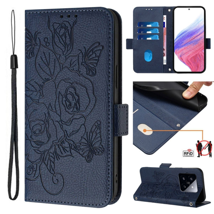Funda de cuero antirrobo para teléfono con RFID y diseño de rosas en relieve, For Xiaomi Poco F6 5G, For Xiaomi Poco X6 Neo 5G, For Xiaomi 14 Ultra 5G Global, For Xiaomi 14 Pro 5G, For Xiaomi 14 5G, For Xiaomi 13 Ultra, For Xiaomi Civi 3 5G            ...