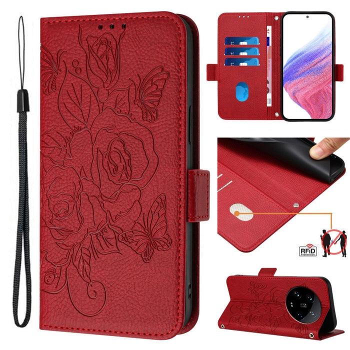 Funda de cuero antirrobo para teléfono con RFID y diseño de rosas en relieve, For Xiaomi Poco F6 5G, For Xiaomi Poco X6 Neo 5G, For Xiaomi 14 Ultra 5G Global, For Xiaomi 14 Pro 5G, For Xiaomi 14 5G, For Xiaomi 13 Ultra, For Xiaomi Civi 3 5G            ...