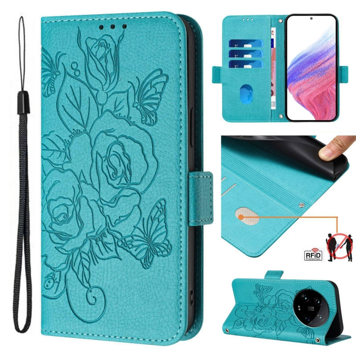 Funda de cuero antirrobo para teléfono con RFID y diseño de rosas en relieve, For Xiaomi Poco F6 5G, For Xiaomi Poco X6 Neo 5G, For Xiaomi 14 Ultra 5G Global, For Xiaomi 14 Pro 5G, For Xiaomi 14 5G, For Xiaomi 13 Ultra, For Xiaomi Civi 3 5G            ...