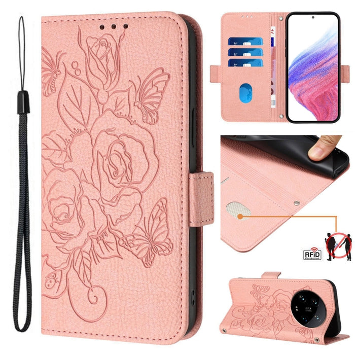 Funda de cuero antirrobo para teléfono con RFID y diseño de rosas en relieve, For Xiaomi Poco F6 5G, For Xiaomi Poco X6 Neo 5G, For Xiaomi 14 Ultra 5G Global, For Xiaomi 14 Pro 5G, For Xiaomi 14 5G, For Xiaomi 13 Ultra, For Xiaomi Civi 3 5G            ...