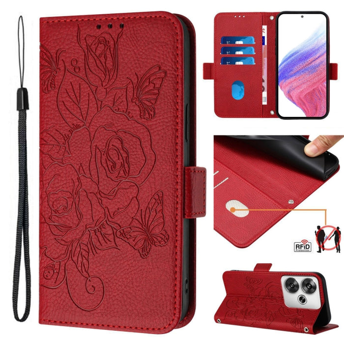 Funda de cuero antirrobo para teléfono con RFID y diseño de rosas en relieve, For Xiaomi Poco F6 5G, For Xiaomi Poco X6 Neo 5G, For Xiaomi 14 Ultra 5G Global, For Xiaomi 14 Pro 5G, For Xiaomi 14 5G, For Xiaomi 13 Ultra, For Xiaomi Civi 3 5G            ...