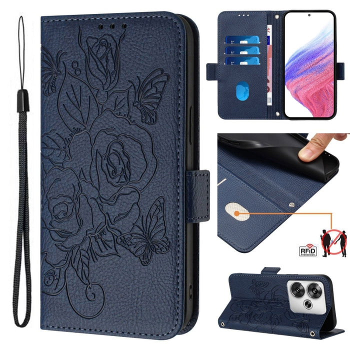 Funda de cuero antirrobo para teléfono con RFID y diseño de rosas en relieve, For Xiaomi Poco F6 5G, For Xiaomi Poco X6 Neo 5G, For Xiaomi 14 Ultra 5G Global, For Xiaomi 14 Pro 5G, For Xiaomi 14 5G, For Xiaomi 13 Ultra, For Xiaomi Civi 3 5G            ...