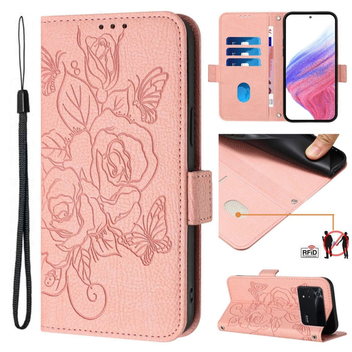 Funda de cuero antirrobo para teléfono con RFID y diseño de rosas en relieve, For Xiaomi Poco F6 5G, For Xiaomi Poco X6 Neo 5G, For Xiaomi 14 Ultra 5G Global, For Xiaomi 14 Pro 5G, For Xiaomi 14 5G, For Xiaomi 13 Ultra, For Xiaomi Civi 3 5G            ...