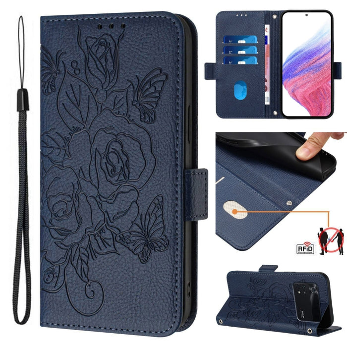 Funda de cuero antirrobo para teléfono con RFID y diseño de rosas en relieve, For Xiaomi Poco F6 5G, For Xiaomi Poco X6 Neo 5G, For Xiaomi 14 Ultra 5G Global, For Xiaomi 14 Pro 5G, For Xiaomi 14 5G, For Xiaomi 13 Ultra, For Xiaomi Civi 3 5G            ...