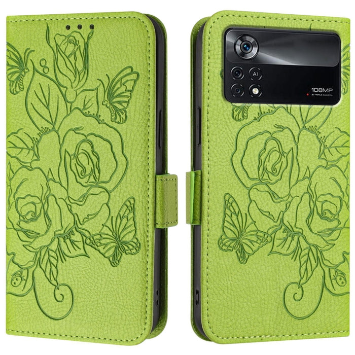 Funda de cuero antirrobo para teléfono con RFID y diseño de rosas en relieve, For Xiaomi Poco X4 Pro 5G, For Xiaomi Mi 11 Lite, For Xiaomi 11T / 11T Pro, For Xiaomi Poco X3 GT, For Xiaomi Poco X3 / X3 NFC / X3 Pro, For Xiaomi Mi 11 Ultra               ...