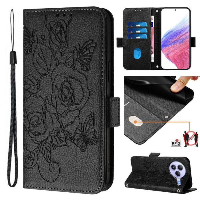 Funda de cuero antirrobo para teléfono con RFID y diseño de rosas en relieve, For Xiaomi Poco M7 4G 169mm, For Redmi 15 5G Global / 15 4G SEA 169.5mm, For Xiaomi 15T Pro 5G, For Xiaomi 15T 5G, For Xiaomi Civi 5 Pro 5G, For Xiaomi 15S Pro 5G            ...