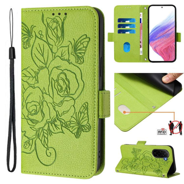 Funda de cuero antirrobo para teléfono con RFID y diseño de rosas en relieve, For Xiaomi Poco M7 4G 169mm, For Redmi 15 5G Global / 15 4G SEA 169.5mm, For Xiaomi 15T Pro 5G, For Xiaomi 15T 5G, For Xiaomi Civi 5 Pro 5G, For Xiaomi 15S Pro 5G            ...