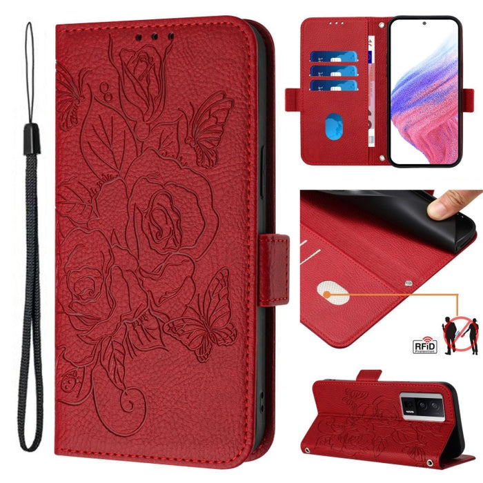 Funda de cuero antirrobo para teléfono con RFID y diseño de rosas en relieve, For Redmi K70 Ultra 5G Global, For Redmi 13 4G / Note 13R, For Redmi A3 / Xiaomi Poco C61 4G Global, For Redmi Note 13 Pro 4G Global, For Redmi 13C 4G Global / Xiaomi Poco C6...