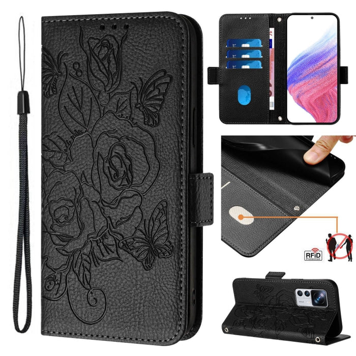 Funda de cuero antirrobo para teléfono con RFID y diseño de rosas en relieve, For Redmi A2+ / Xiaomi Poco C51, For Redmi A1+ 4G / Xiaomi Poco C50 4G, For Redmi Note 11 Pro 5G / 4G / Global, For Redmi Note 11 Pro+ 5G / 12 Pro 4G Global                  ...