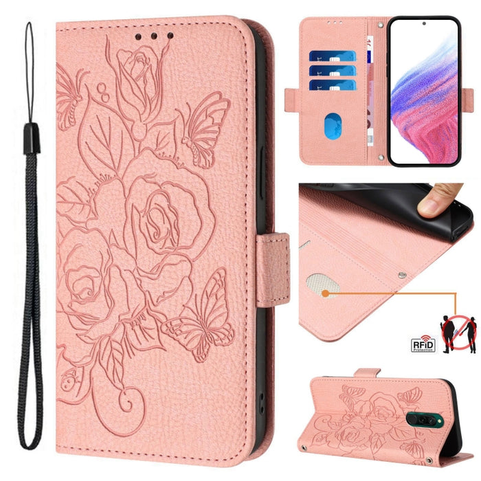 Funda de cuero antirrobo para teléfono con RFID y diseño de rosas en relieve, For Redmi 10X 4G / Note 9 4G Global, For Redmi K30s / Xiaomi Mi 10T / 10T Pro, For Redmi 8, For Redmi Note 8, For Redmi Note 8 Pro, For Redmi Note 7 / 7 Pro / 7S, For Redmi 7