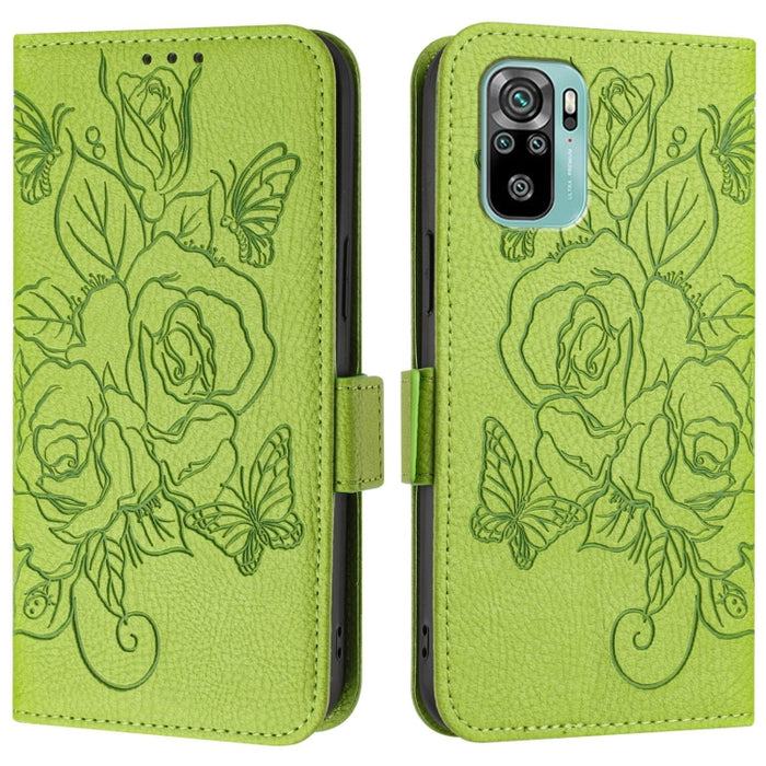 Funda de cuero antirrobo para teléfono con RFID y diseño de rosas en relieve, For Redmi Note 10 4G / Note 10S 4G, For Redmi Note 11 Pro+ 5G European, For Redmi 10C / Xiaomi Poco C40, For Redmi Note 11S 5G / Xiaomi Poco M4 Pro 5G, For Redmi 10A / 9C    ...