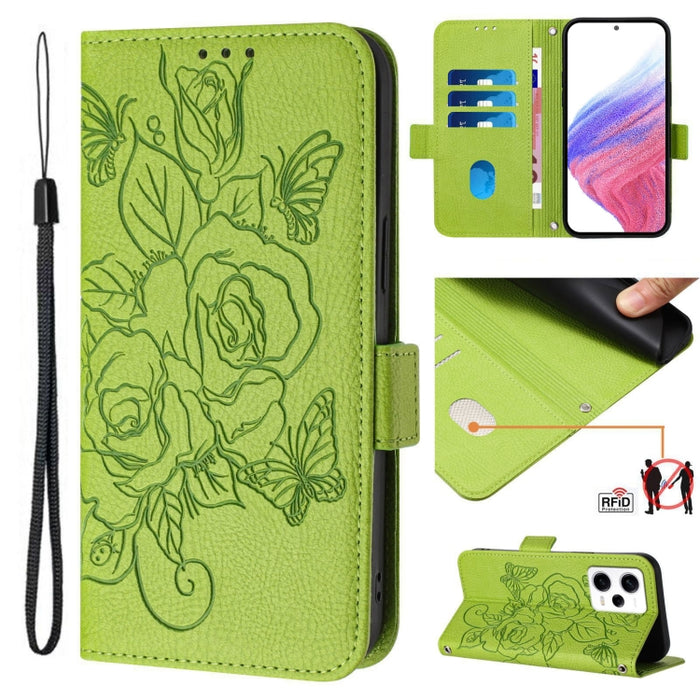 Funda de cuero antirrobo para teléfono con RFID y diseño de rosas en relieve, For Redmi A2+ / Xiaomi Poco C51, For Redmi A1+ 4G / Xiaomi Poco C50 4G, For Redmi Note 11 Pro 5G / 4G / Global, For Redmi Note 11 Pro+ 5G / 12 Pro 4G Global                  ...