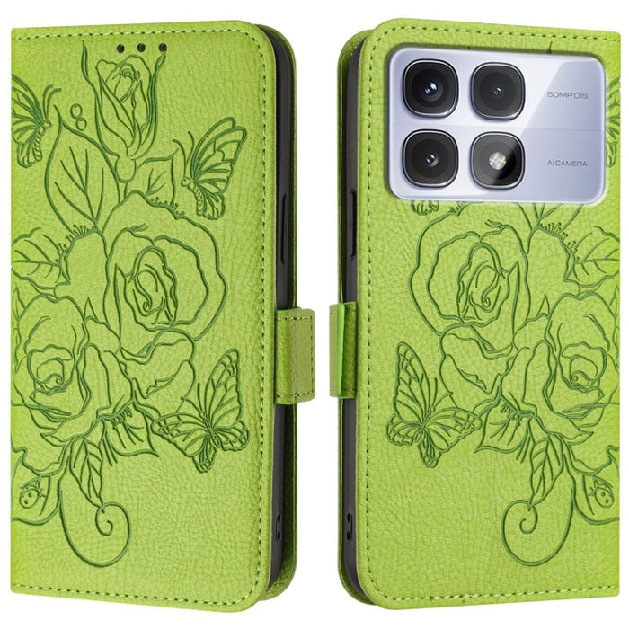 Funda de cuero antirrobo para teléfono con RFID y diseño de rosas en relieve, For Redmi K70 Ultra 5G Global, For Redmi 13 4G / Note 13R, For Redmi A3 / Xiaomi Poco C61 4G Global, For Redmi Note 13 Pro 4G Global, For Redmi 13C 4G Global / Xiaomi Poco C6...