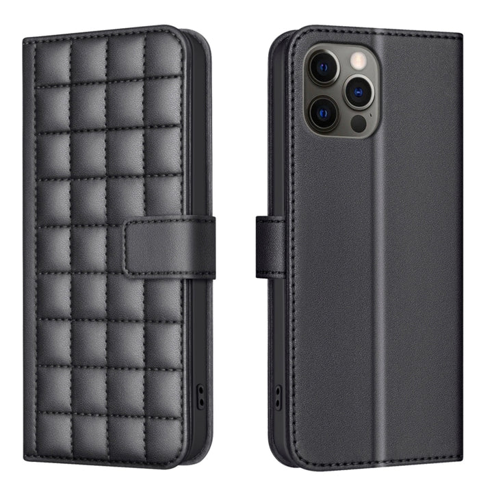 Funda para teléfono de cuero con textura cuadrada, For iPhone 12 / 12 Pro, For iPhone 12 Pro Max, For iPhone 11 Pro Max, For iPhone 11, For iPhone 11 Pro, For iPhone XR, For iPhone XS Max, For iPhone 8 Plus / 7 Plus