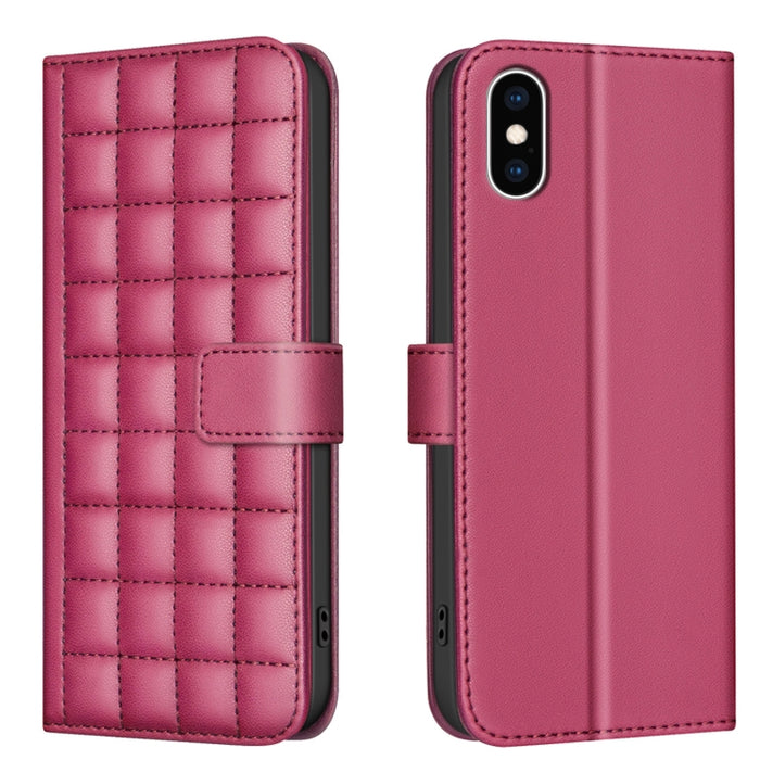 Funda para teléfono de cuero con textura cuadrada, For iPhone 12 / 12 Pro, For iPhone 12 Pro Max, For iPhone 11 Pro Max, For iPhone 11, For iPhone 11 Pro, For iPhone XR, For iPhone XS Max, For iPhone 8 Plus / 7 Plus