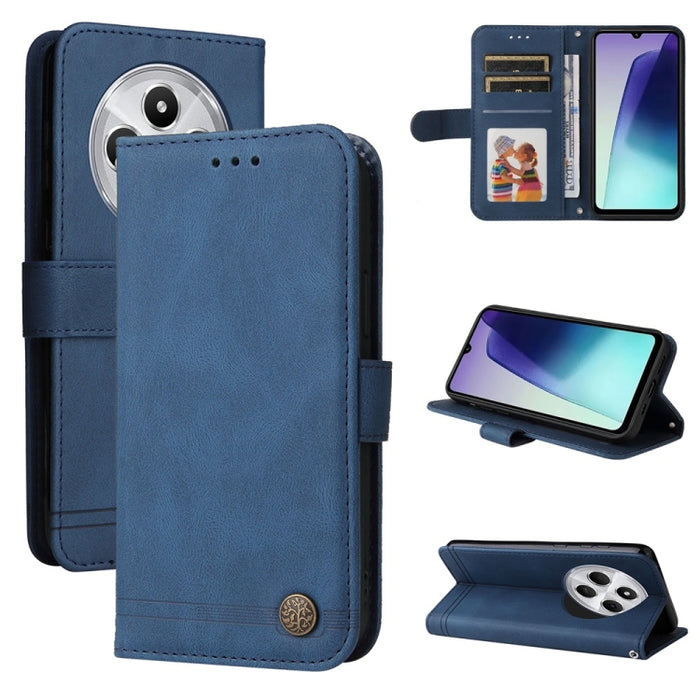 Funda de cuero para teléfono con botones de metal y diseño de árbol de la vida Skin Feel, For Redmi Note 14 4G 163.25mm Global, For Redmi Note 14 5G, For Redmi Note 14 Pro 5G / Note 14 Pro+ 5G, For Redmi 14C 4G, For Redmi K70 Ultra                     ...