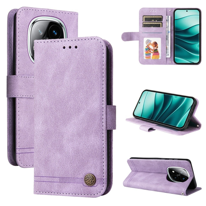 Funda de cuero para teléfono con botones de metal y diseño de árbol de la vida Skin Feel, For Redmi Note 14 4G 163.25mm Global, For Redmi Note 14 5G, For Redmi Note 14 Pro 5G / Note 14 Pro+ 5G, For Redmi 14C 4G, For Redmi K70 Ultra                     ...