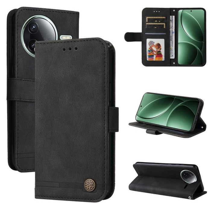 Funda de cuero para teléfono con botones de metal y diseño de árbol de la vida Skin Feel, For Redmi 15a 5G, For Redmi Turbo 5 Max 5G / Poco X8 Pro Max 5G, For Redmi Turbo 5 5G / Poco X8 Pro 5G, For Redmi Note 15 Pro+ 5G 163.3mm / Poco M8 Pro 5G        ...