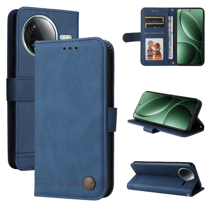 Funda de cuero para teléfono con botones de metal y diseño de árbol de la vida Skin Feel, For Redmi 15a 5G, For Redmi Turbo 5 Max 5G / Poco X8 Pro Max 5G, For Redmi Turbo 5 5G / Poco X8 Pro 5G, For Redmi Note 15 Pro+ 5G 163.3mm / Poco M8 Pro 5G        ...
