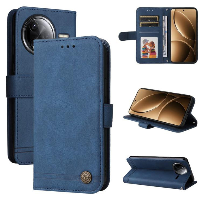 Funda de cuero para teléfono con botones de metal y diseño de árbol de la vida Skin Feel, For Redmi 15a 5G, For Redmi Turbo 5 Max 5G / Poco X8 Pro Max 5G, For Redmi Turbo 5 5G / Poco X8 Pro 5G, For Redmi Note 15 Pro+ 5G 163.3mm / Poco M8 Pro 5G        ...