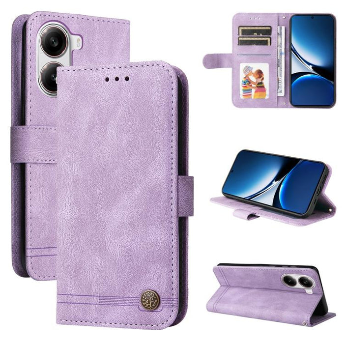 Funda de cuero para teléfono con botones de metal y diseño de árbol de la vida Skin Feel, For Redmi Note 14 4G 163.25mm Global, For Redmi Note 14 5G, For Redmi Note 14 Pro 5G / Note 14 Pro+ 5G, For Redmi 14C 4G, For Redmi K70 Ultra                     ...