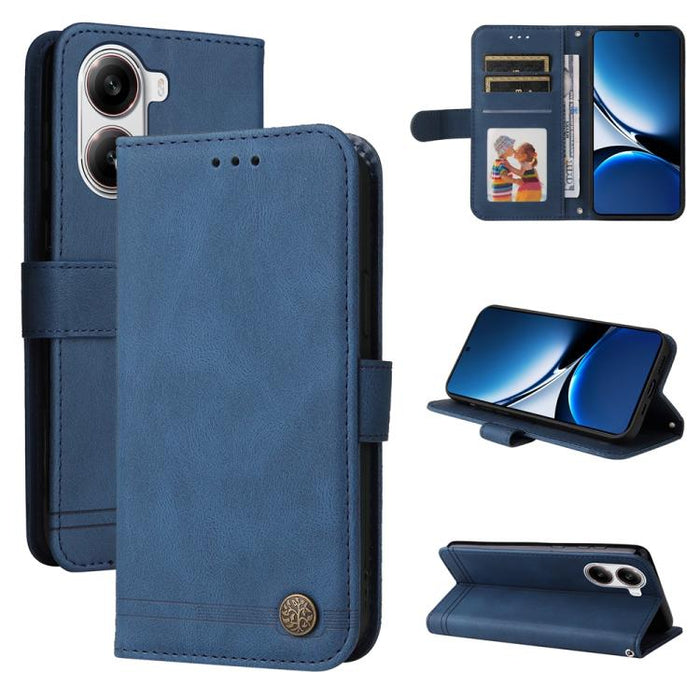 Funda de cuero para teléfono con botones de metal y diseño de árbol de la vida Skin Feel, For Redmi Note 14 4G 163.25mm Global, For Redmi Note 14 5G, For Redmi Note 14 Pro 5G / Note 14 Pro+ 5G, For Redmi 14C 4G, For Redmi K70 Ultra                     ...