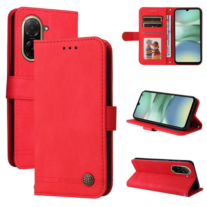 Funda de cuero para teléfono con botones de metal y diseño de árbol de la vida Skin Feel, For Redmi Note 14 4G 163.25mm Global, For Redmi Note 14 5G, For Redmi Note 14 Pro 5G / Note 14 Pro+ 5G, For Redmi 14C 4G, For Redmi K70 Ultra                     ...