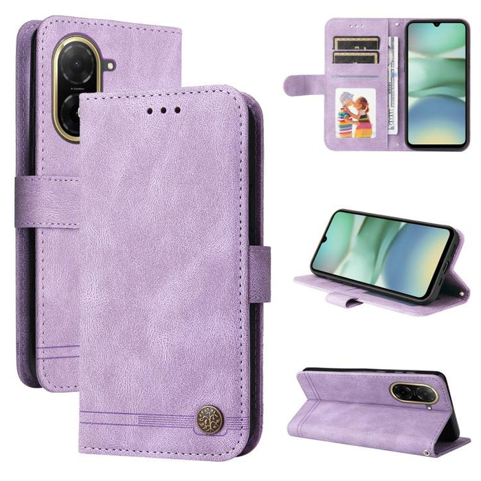 Funda de cuero para teléfono con botones de metal y diseño de árbol de la vida Skin Feel, For Redmi Note 14 4G 163.25mm Global, For Redmi Note 14 5G, For Redmi Note 14 Pro 5G / Note 14 Pro+ 5G, For Redmi 14C 4G, For Redmi K70 Ultra                     ...