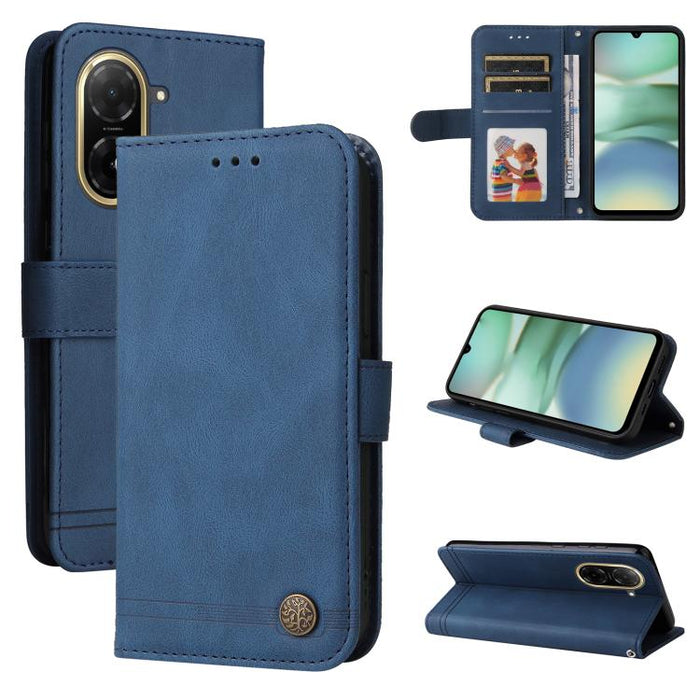 Funda de cuero para teléfono con botones de metal y diseño de árbol de la vida Skin Feel, For Redmi Note 14 4G 163.25mm Global, For Redmi Note 14 5G, For Redmi Note 14 Pro 5G / Note 14 Pro+ 5G, For Redmi 14C 4G, For Redmi K70 Ultra                     ...