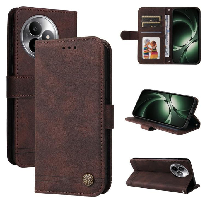 Funda de cuero para teléfono con botones de metal y diseño de árbol de la vida Skin Feel, For Redmi 15a 5G, For Redmi Turbo 5 Max 5G / Poco X8 Pro Max 5G, For Redmi Turbo 5 5G / Poco X8 Pro 5G, For Redmi Note 15 Pro+ 5G 163.3mm / Poco M8 Pro 5G        ...