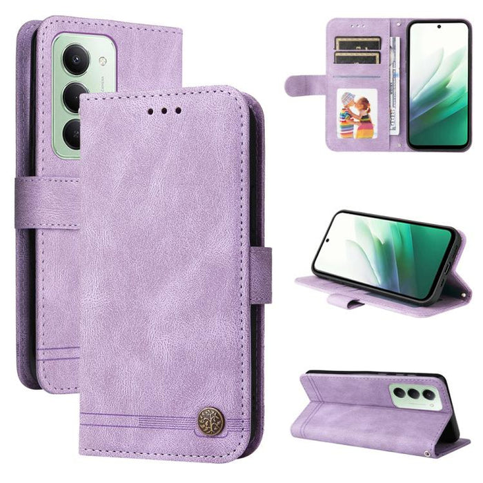 Funda de cuero para teléfono con botones de metal y diseño de árbol de la vida Skin Feel, For Redmi 15a 5G, For Redmi Turbo 5 Max 5G / Poco X8 Pro Max 5G, For Redmi Turbo 5 5G / Poco X8 Pro 5G, For Redmi Note 15 Pro+ 5G 163.3mm / Poco M8 Pro 5G        ...