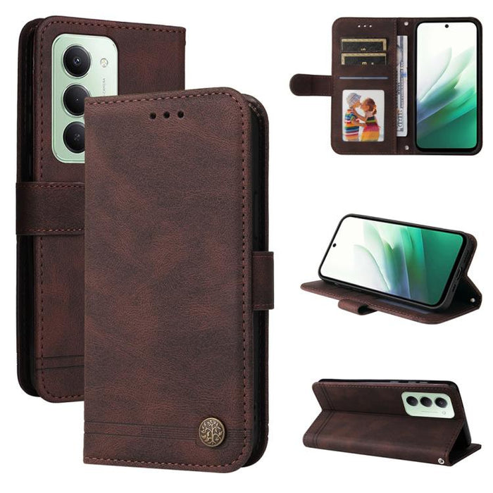 Funda de cuero para teléfono con botones de metal y diseño de árbol de la vida Skin Feel, For Redmi 15a 5G, For Redmi Turbo 5 Max 5G / Poco X8 Pro Max 5G, For Redmi Turbo 5 5G / Poco X8 Pro 5G, For Redmi Note 15 Pro+ 5G 163.3mm / Poco M8 Pro 5G        ...